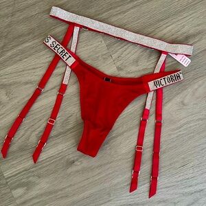 NWT VICTORIA’S SECRET SHINE STRAP GARTER+ PANTY, S